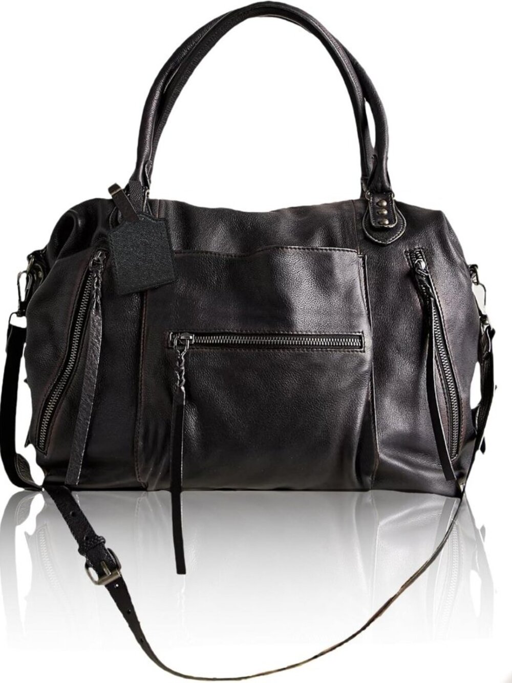 Stylish Large Vegan Leather Tote Bag for Women - Zippered Hobo Purse with